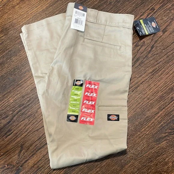 Dickies Skinny Fit Straight Leg Twill Work Pant Khakis 38x32 - Picture 1 of 5